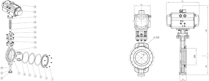 進口氣動對夾式硬密封蝶閥尺寸