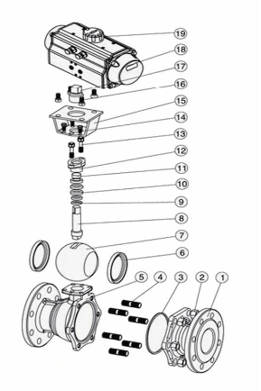 進(jìn)口氣動球閥結(jié)構(gòu)圖
